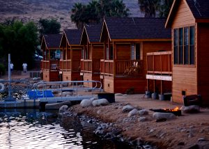 Cabins at twilight